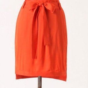 Anthropolgie Leifsdottir Saporro Orange Silk Mini Skirt with Belt NWT size 10